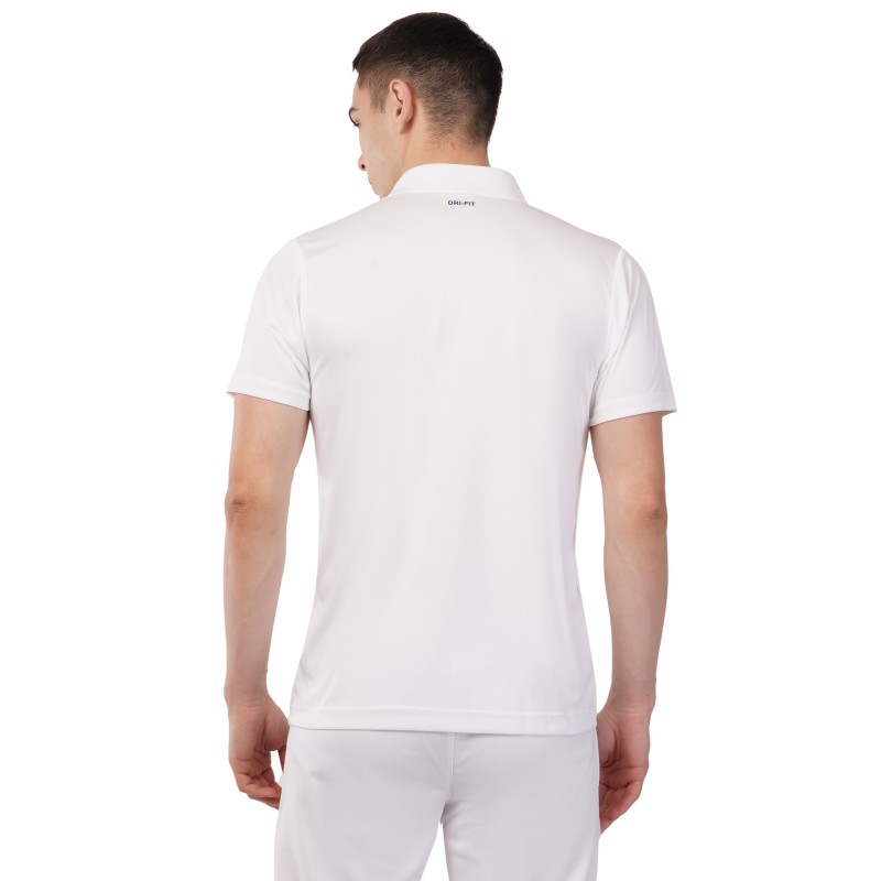 Whitedot Novelty Quick Dry Cricket Polo T-Shirt - Half Sleeves - White