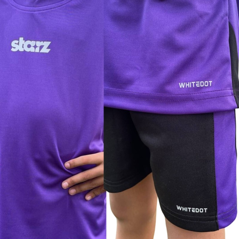 Whitedot Starz Junior Violet T-shirt and Black Shorts Set