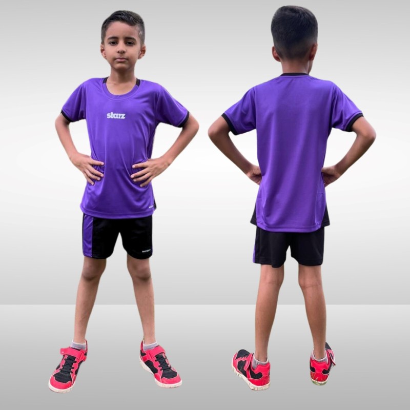 Whitedot Starz Junior Violet T-shirt and Black Shorts Set