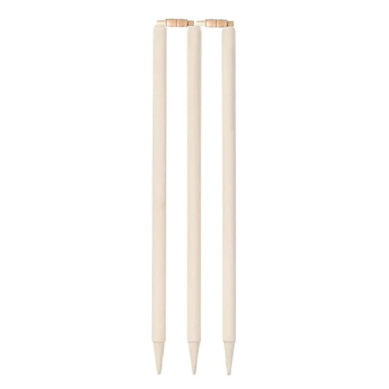 Whitedot White Wooden Stumps - Set of 3 stumps and 2 bails