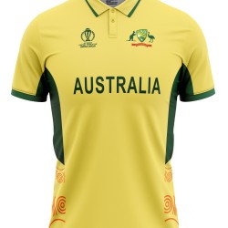 Australia ODI World Cup 2023 Half Sleeves Cricket Fan Jersey - 100% Dryfit Polyester - With Name Personalisation Australia ODI World Cup 2023 Half Sleeves Cricket Fan Jersey - 100% Dryfit Polyester - With Name Personalisation