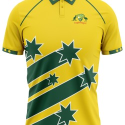 Australia Half Sleeves Cricket Fan Jersey - 100% Dryfit Polyester - With Name Personalization Australia Half Sleeves Cricket Fan Jersey - 100% Dryfit Polyester - With Name Personalization