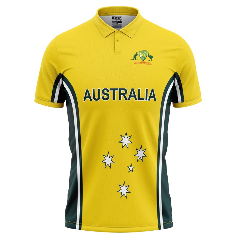 Australia 2003 Half Sleeves Cricket Fan Jersey - 100% Dryfit Polyester - With Name Personalization Australia 2003 Half Sleeves Cricket Fan Jersey - 100% Dryfit Polyester - With Name Personalization