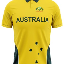 Australia Half Sleeves Cricket Fan Jersey - 100% Dryfit Polyester - With Name Personalization Australia Half Sleeves Cricket Fan Jersey - 100% Dryfit Polyester - With Name Personalization