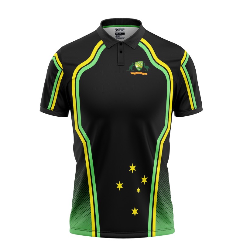Australia Half Sleeves Cricket Fan Jersey - 100% Dryfit Polyester - With Name Personalization Australia Half Sleeves Cricket Fan Jersey - 100% Dryfit Polyester - With Name Personalization