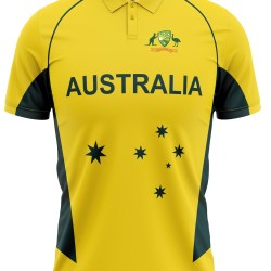 Australia Half Sleeves Cricket Fan Jersey - 100% Dryfit Polyester - With Name Personalization Australia Half Sleeves Cricket Fan Jersey - 100% Dryfit Polyester - With Name Personalization