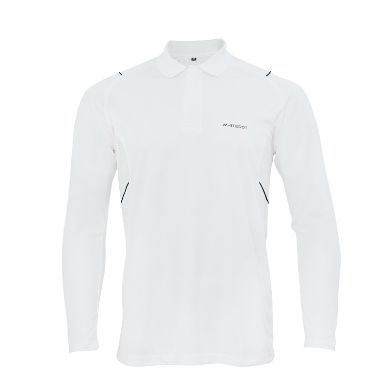 Whitedot Omega Quick Dry Full Sleeves Polo T-Shirt - White